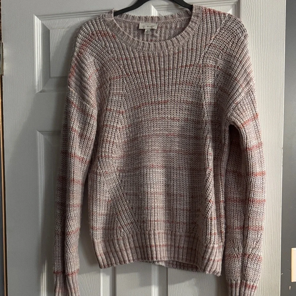 Lucky Brand Women's Pink and Gray Knit Sweater - Picture 1 of 5
